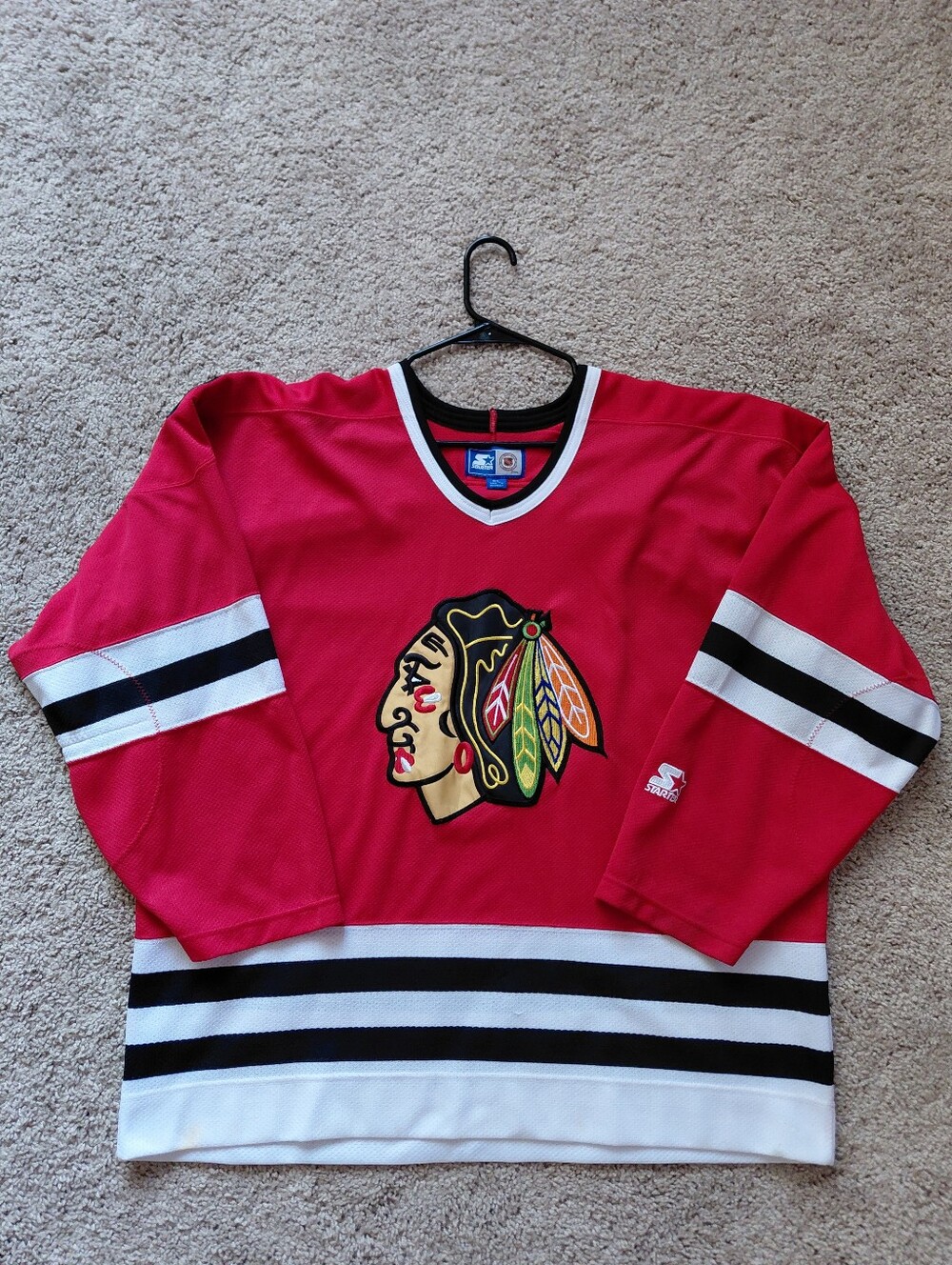 Vintage Starter Chicago Blackhawks Red Jersey Men's XL